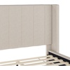 image:imageMartha Stewart Kay Low Profile Platform Bed with Wingback Headboard Channel Stitched Faux Linen Upholstery No Box Spring Needed Queen BeigeBeige FabricWalnut Legs