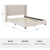 image:imageMartha Stewart Kay Low Profile Platform Bed with Wingback Headboard Channel Stitched Faux Linen Upholstery No Box Spring Needed Queen BeigeBeige FabricWalnut Legs