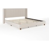 image:imageMartha Stewart Kay Low Profile Platform Bed with Wingback Headboard Channel Stitched Faux Linen Upholstery No Box Spring Needed Queen BeigeBeige FabricWalnut Legs