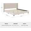 image:imageMartha Stewart Kay Low Profile Platform Bed with Wingback Headboard Channel Stitched Faux Linen Upholstery No Box Spring Needed Queen BeigeBeige FabricWalnut Legs