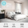 image:imageMartha Stewart Kay Low Profile Platform Bed with Wingback Headboard Channel Stitched Faux Linen Upholstery No Box Spring Needed Queen BeigeBeige FabricWalnut Legs