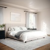 image:imageMartha Stewart Kay Low Profile Platform Bed with Wingback Headboard Channel Stitched Faux Linen Upholstery No Box Spring Needed Queen BeigeBeige FabricWalnut Legs