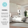 image:imageMartha Stewart Kay Low Profile Platform Bed with Wingback Headboard Channel Stitched Faux Linen Upholstery No Box Spring Needed Queen BeigeBeige FabricWalnut Legs