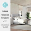 image:imageMartha Stewart Kay Low Profile Platform Bed with Wingback Headboard Channel Stitched Faux Linen Upholstery No Box Spring Needed Queen BeigeGray FabricBlack Legs