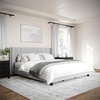 image:imageMartha Stewart Kay Low Profile Platform Bed with Wingback Headboard Channel Stitched Faux Linen Upholstery No Box Spring Needed Queen BeigeGray FabricBlack Legs