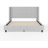 image:imageMartha Stewart Kay Low Profile Platform Bed with Wingback Headboard Channel Stitched Faux Linen Upholstery No Box Spring Needed Queen BeigeGray FabricBlack Legs
