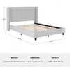 image:imageMartha Stewart Kay Low Profile Platform Bed with Wingback Headboard Channel Stitched Faux Linen Upholstery No Box Spring Needed Queen BeigeGray FabricBlack Legs