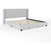 image:imageMartha Stewart Kay Low Profile Platform Bed with Wingback Headboard Channel Stitched Faux Linen Upholstery No Box Spring Needed Queen BeigeGray FabricBlack Legs
