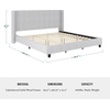image:imageMartha Stewart Kay Low Profile Platform Bed with Wingback Headboard Channel Stitched Faux Linen Upholstery No Box Spring Needed Queen BeigeGray FabricBlack Legs