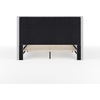 image:imageMartha Stewart Kay Low Profile Platform Bed with Wingback Headboard Channel Stitched Faux Linen Upholstery No Box Spring Needed Queen BeigeGray FabricBlack Legs