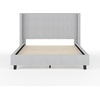 image:imageMartha Stewart Kay Low Profile Platform Bed with Wingback Headboard Channel Stitched Faux Linen Upholstery No Box Spring Needed Queen BeigeGray FabricBlack Legs
