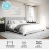 image:imageMartha Stewart Kay Low Profile Platform Bed with Wingback Headboard Channel Stitched Faux Linen Upholstery No Box Spring Needed Queen BeigeGray FabricBlack Legs