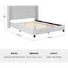 image:imageMartha Stewart Kay Low Profile Platform Bed with Wingback Headboard Channel Stitched Faux Linen Upholstery No Box Spring Needed Queen BeigeGray FabricBlack Legs