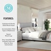 image:imageMartha Stewart Kay Low Profile Platform Bed with Wingback Headboard Channel Stitched Faux Linen Upholstery No Box Spring Needed Queen BeigeGray FabricBlack Legs