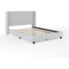 image:imageMartha Stewart Kay Low Profile Platform Bed with Wingback Headboard Channel Stitched Faux Linen Upholstery No Box Spring Needed Queen BeigeGray FabricBlack Legs