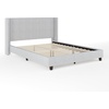 image:imageMartha Stewart Kay Low Profile Platform Bed with Wingback Headboard Channel Stitched Faux Linen Upholstery No Box Spring Needed Queen BeigeGray FabricBlack Legs