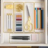 image:imageMartha Stewart Kerry Plastic Stackable Office Desk Drawer Organizers 3 x 3 12 Pack with Gold Trim12 x 3