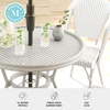 image:imageMartha Stewart Lily Pond 31 Round IndoorOutdoor Bistro Dining Table with Aluminum Frame in Natural Woodgrain and Rattan Top in WhiteNavy with Tempered Glass TopNavy  WhiteNatural Frame