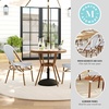 image:imageMartha Stewart Lily Pond 31 Round IndoorOutdoor Bistro Dining Table with Aluminum Frame in Natural Woodgrain and Rattan Top in WhiteNavy with Tempered Glass TopGray  WhiteGray Frame