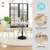 image:imageMartha Stewart Lily Pond 31 Round IndoorOutdoor Bistro Dining Table with Aluminum Frame in Natural Woodgrain and Rattan Top in WhiteNavy with Tempered Glass TopGray  WhiteGray Frame