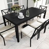 image:imageMartha Stewart Lily Pond 72 AllWeather Patio Table with Slatted Tabletop Umbrella Hole and Steel Frame in Black3525W x 72L