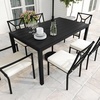 image:imageMartha Stewart Lily Pond 72 AllWeather Patio Table with Slatted Tabletop Umbrella Hole and Steel Frame in Black60 Inch