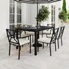 image:imageMartha Stewart Lily Pond 72 AllWeather Patio Table with Slatted Tabletop Umbrella Hole and Steel Frame in Black60 Inch