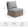 image:imageMartha Stewart Lily Pond IndoorOutdoor Armless Patio Center Seat in Weathered Gray Rattan Wicker with AllWeather Gray Back and Seat Cushions 300 Lb Static Weight