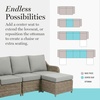 image:imageMartha Stewart Lily Pond IndoorOutdoor Armless Patio Center Seat in Weathered Gray Rattan Wicker with AllWeather Gray Back and Seat Cushions 300 Lb Static Weight