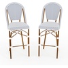 image:imageMartha Stewart Lily Pond IndoorOutdoor Stackable Bar Stools with Natural Woodgrain Aluminum Frame Finish BlackWhite Woven Rattan Backrests and Seats Set of 2Navy  WhiteNatural Frame
