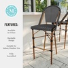 image:imageMartha Stewart Lily Pond IndoorOutdoor Stackable Bar Stools with Natural Woodgrain Aluminum Frame Finish BlackWhite Woven Rattan Backrests and Seats Set of 2Black  WhiteNatural Frame