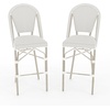 image:imageMartha Stewart Lily Pond IndoorOutdoor Stackable Bar Stools with Natural Woodgrain Aluminum Frame Finish BlackWhite Woven Rattan Backrests and Seats Set of 2Gray  WhiteGray Frame