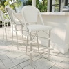 image:imageMartha Stewart Lily Pond IndoorOutdoor Stackable Bar Stools with Natural Woodgrain Aluminum Frame Finish BlackWhite Woven Rattan Backrests and Seats Set of 2Gray  WhiteGray Frame
