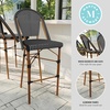 image:imageMartha Stewart Lily Pond IndoorOutdoor Stackable Bar Stools with Natural Woodgrain Aluminum Frame Finish BlackWhite Woven Rattan Backrests and Seats Set of 2Black  WhiteNatural Frame