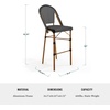 image:imageMartha Stewart Lily Pond IndoorOutdoor Stackable Bar Stools with Natural Woodgrain Aluminum Frame Finish BlackWhite Woven Rattan Backrests and Seats Set of 2Black  WhiteNatural Frame