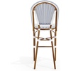 image:imageMartha Stewart Lily Pond IndoorOutdoor Stackable Bar Stools with Natural Woodgrain Aluminum Frame Finish BlackWhite Woven Rattan Backrests and Seats Set of 2Navy  WhiteNatural Frame