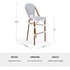 image:imageMartha Stewart Lily Pond IndoorOutdoor Stackable Bar Stools with Natural Woodgrain Aluminum Frame Finish BlackWhite Woven Rattan Backrests and Seats Set of 2Navy  WhiteNatural Frame