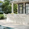 image:imageMartha Stewart Lily Pond IndoorOutdoor Stackable Bar Stools with Natural Woodgrain Aluminum Frame Finish BlackWhite Woven Rattan Backrests and Seats Set of 2Gray  WhiteGray Frame