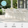 image:imageMartha Stewart Lily Pond IndoorOutdoor Stackable Bar Stools with Natural Woodgrain Aluminum Frame Finish BlackWhite Woven Rattan Backrests and Seats Set of 2Gray  WhiteGray Frame