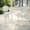 image:imageMartha Stewart Lily Pond IndoorOutdoor Stackable Bar Stools with Natural Woodgrain Aluminum Frame Finish BlackWhite Woven Rattan Backrests and Seats Set of 2Gray  WhiteGray Frame