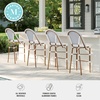 image:imageMartha Stewart Lily Pond IndoorOutdoor Stackable Bar Stools with Natural Woodgrain Aluminum Frame Finish BlackWhite Woven Rattan Backrests and Seats Set of 2Navy  WhiteNatural Frame