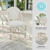 image:imageMartha Stewart Lily Pond IndoorOutdoor Stackable Counter Stools with Gray Woodgrain Aluminum Frame Finish WhiteGray Woven Rattan BackrestsSeats Set of 2Gray  WhiteGray Frame