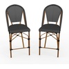 image:imageMartha Stewart Lily Pond IndoorOutdoor Stackable Counter Stools with Gray Woodgrain Aluminum Frame Finish WhiteGray Woven Rattan BackrestsSeats Set of 2Black  WhiteNatural Frame
