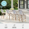 image:imageMartha Stewart Lily Pond IndoorOutdoor Stackable Counter Stools with Gray Woodgrain Aluminum Frame Finish WhiteGray Woven Rattan BackrestsSeats Set of 2Navy  WhiteNatural Frame