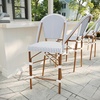 image:imageMartha Stewart Lily Pond IndoorOutdoor Stackable Counter Stools with Gray Woodgrain Aluminum Frame Finish WhiteGray Woven Rattan BackrestsSeats Set of 2Navy  WhiteNatural Frame