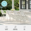 image:imageMartha Stewart Lily Pond IndoorOutdoor Stackable Counter Stools with Gray Woodgrain Aluminum Frame Finish WhiteGray Woven Rattan BackrestsSeats Set of 2Gray  WhiteGray Frame