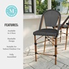 image:imageMartha Stewart Lily Pond IndoorOutdoor Stackable Counter Stools with Gray Woodgrain Aluminum Frame Finish WhiteGray Woven Rattan BackrestsSeats Set of 2Black  WhiteNatural Frame