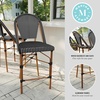 image:imageMartha Stewart Lily Pond IndoorOutdoor Stackable Counter Stools with Gray Woodgrain Aluminum Frame Finish WhiteGray Woven Rattan BackrestsSeats Set of 2Black  WhiteNatural Frame