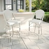 image:imageMartha Stewart Lily Pond IndoorOutdoor Stackable Counter Stools with Gray Woodgrain Aluminum Frame Finish WhiteGray Woven Rattan BackrestsSeats Set of 2Gray  WhiteGray Frame