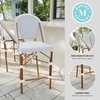 image:imageMartha Stewart Lily Pond IndoorOutdoor Stackable Counter Stools with Gray Woodgrain Aluminum Frame Finish WhiteGray Woven Rattan BackrestsSeats Set of 2Navy  WhiteNatural Frame
